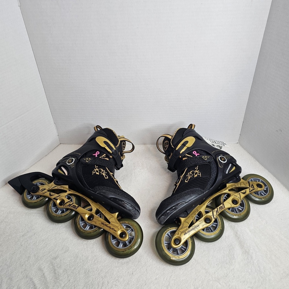 K2 Celena Women's Inline Skates Size 8.5 EU 39.5 90mm Wheels Black Gold Fitness
